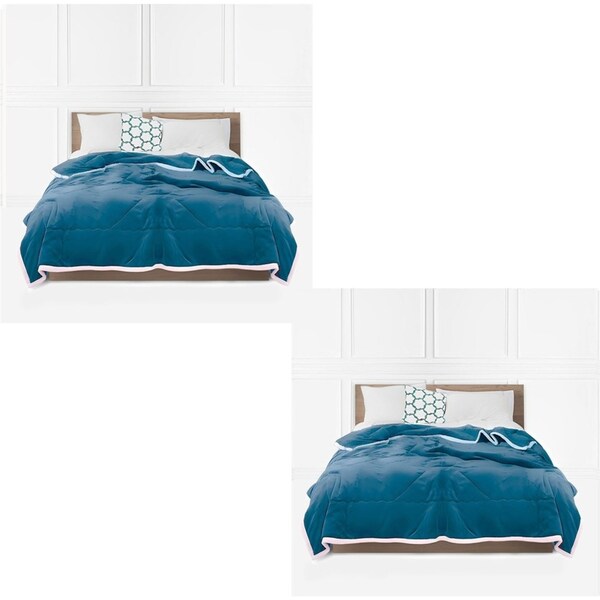 SOGA 2X Lake Blue Throw Blanket Warm Cozy Double Sided Thick Flannel Coverlet Fleece Bed Sofa Comforter