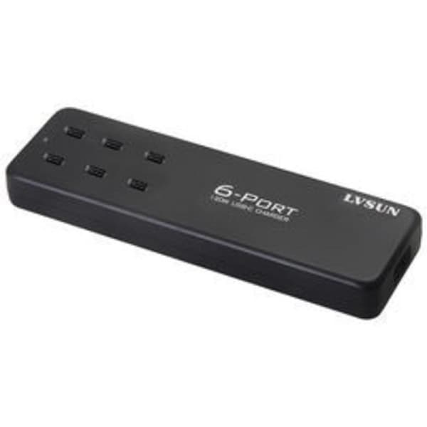 LS 120W 6 Port USB PD3.0 PPS GaN Power Supply Fast Charging Station Black