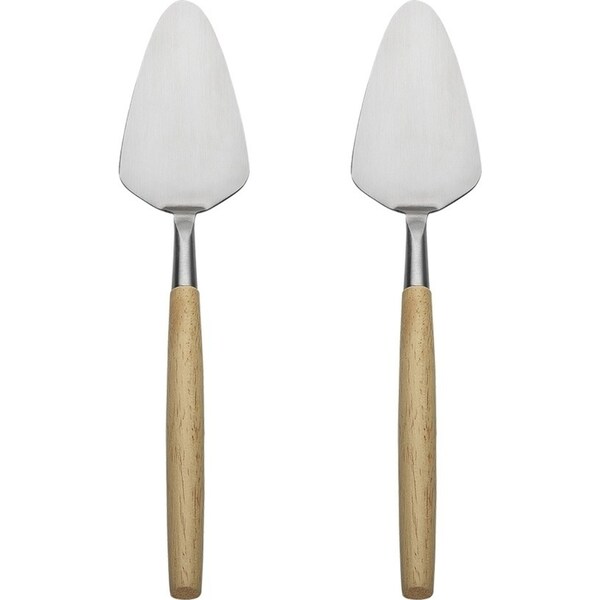 2x Ecology 24cm Alto Rubberwood Cake/Pie Server/Cutter Stainless Steel Spatula