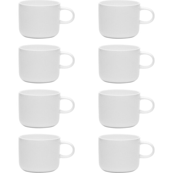 8x Ecology 150ml Canvas Short Hot Espresso/Coffee Cup Kitchen Drinking Mug White