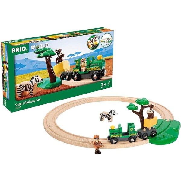 Brio World Safari Railway Set 17pc 33720 Wooden Toy Train Set