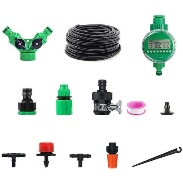 202PC 50M Hose Garden Irrigation System Timer Plant Watering DIY Micro Drip Kits