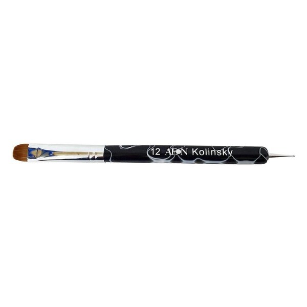AEON Nail Art Kolinsky French Dual Ended Acrylic Brush Dotting Tool #12 Black
