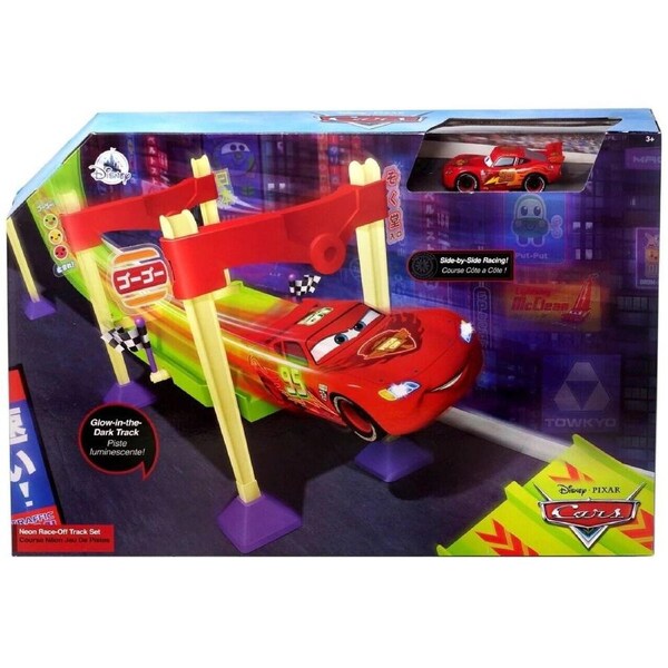 Genuine Disney Store Cars 3 Neon Race Glow Track Set 3+ Lightning Mcqueen Car