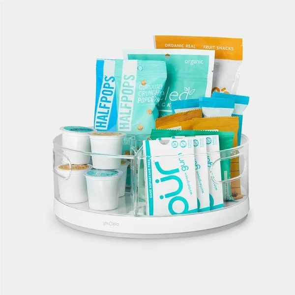 YouCopia Crazy Susan Turntable Lazy Susan Organizer with 3 Clear Bins