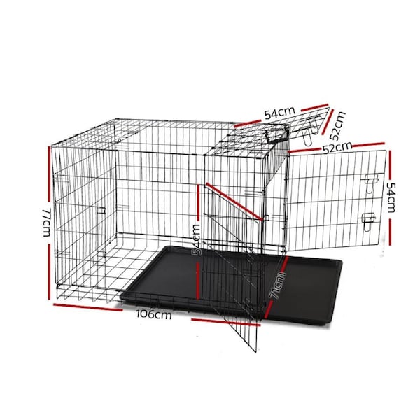 i.Pet Dog Cage Crate Kennel Fence Cat Rabbit Collapsible Metal Playpen 24" - 48" 106x71x77cm