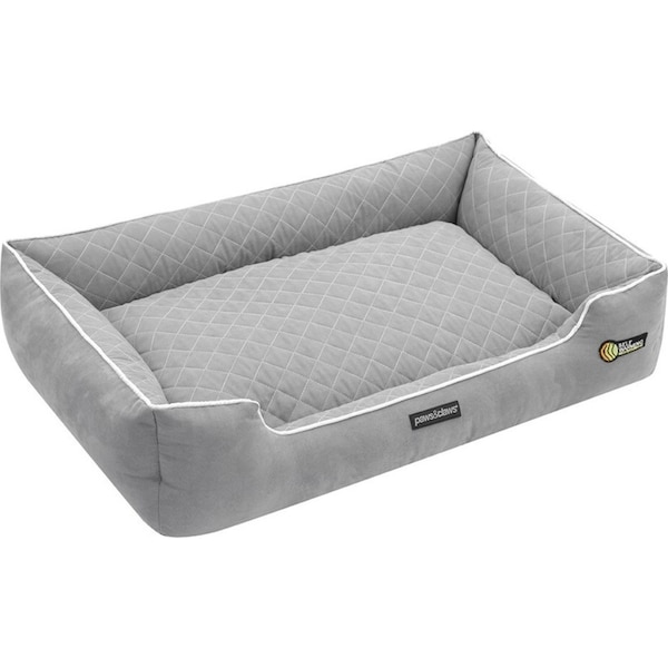 Paws & Claw 90x60cm Self Warming Walled Insulated Plush Bed Dog/Pet Large Grey