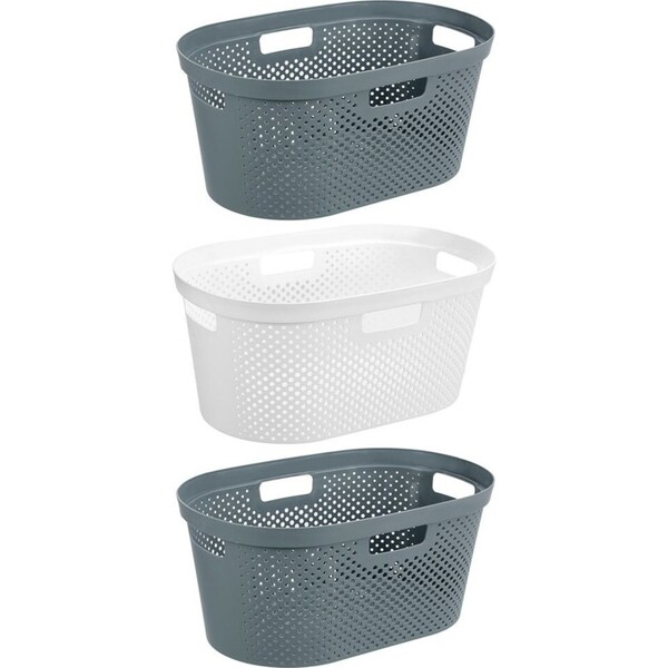 3x Boxsweden Hudson 40L Laundry Basket Storage Clothes Hamper Organiser Assorted