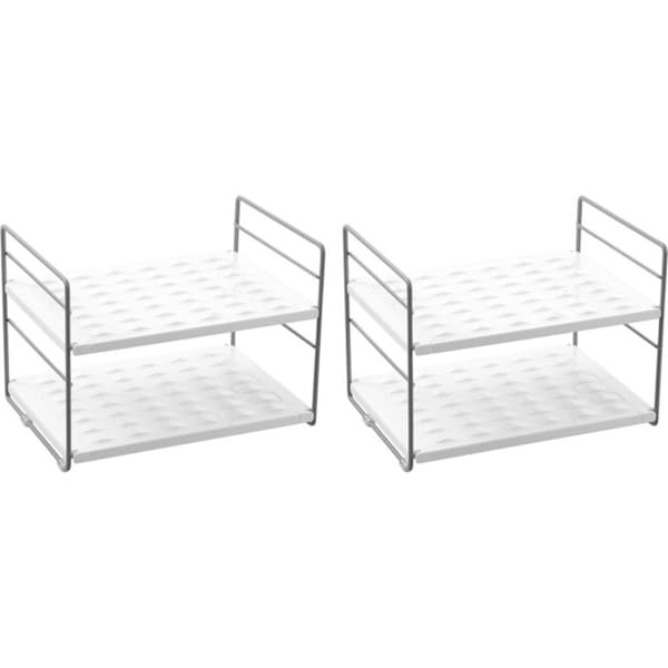 2x Boxsweden 42x20cm Brite Extendable 2 Tier Bottle Shelf Kitchen Storage Rack