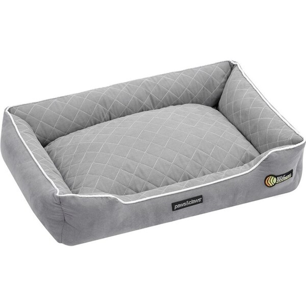Paws & Claw 70x50cm Self Warming Walled Insulated Plush Bed Dog/Pet Medium Grey