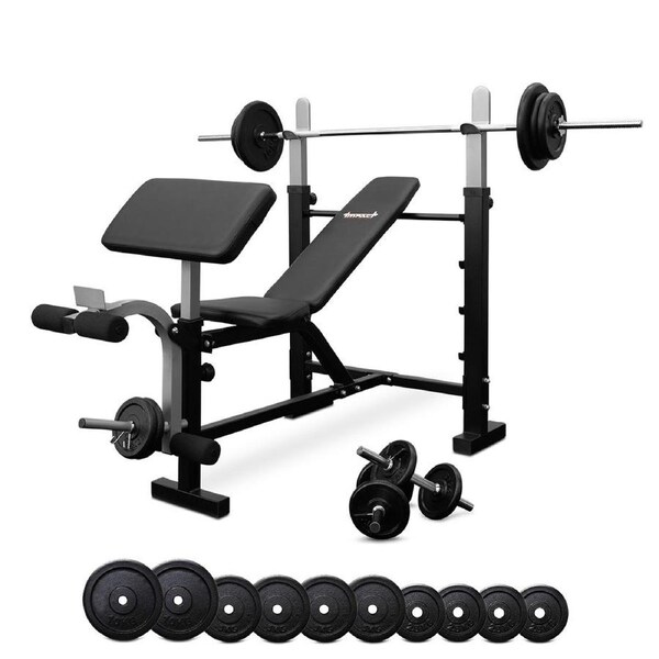 Impact BP5 Bench Press + 55kg Barbell Weight Set + Dumbbells