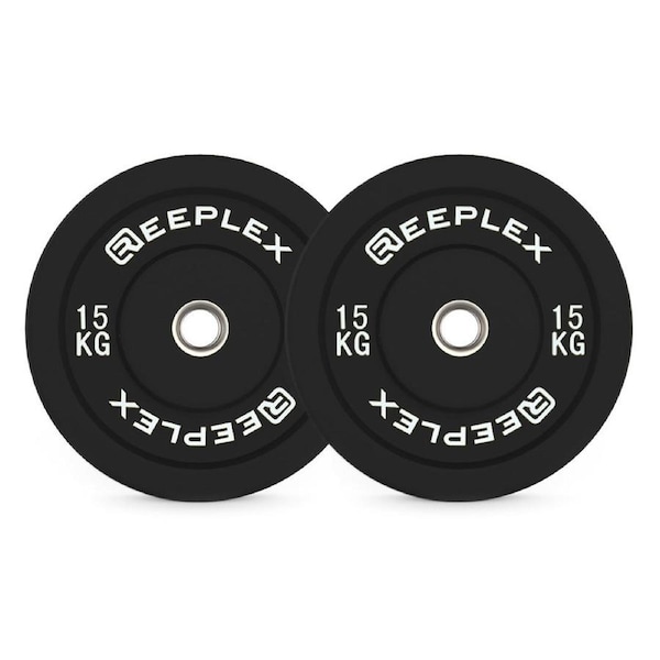 Reeplex 15kg Black Bumper Plates Pair V2