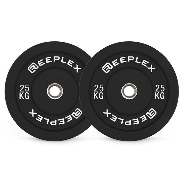 Reeplex 25kg Black Bumper Plates Pair V2