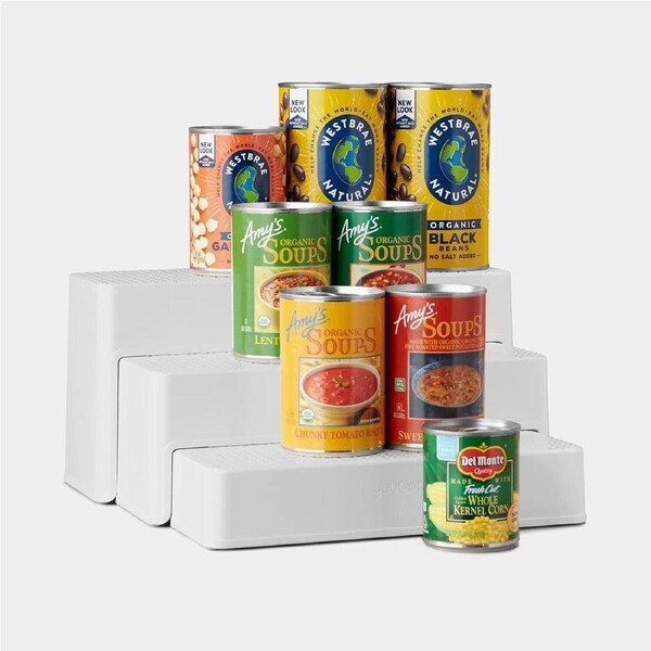 YouCopia ShelfSteps Can Organizer 3-Shelf White Kitchen Pantry Organiser