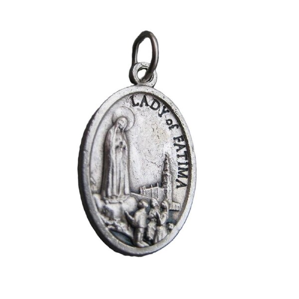 Saint Pendant Saints Religious Patron Charm Medal Necklace Italy Lady of Fatima