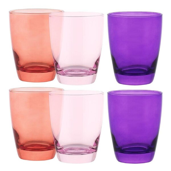 6pc Ocean Tiara Pinks 365ml DOF Drinking Tumbler/Cocktail/Juice Glasses Set