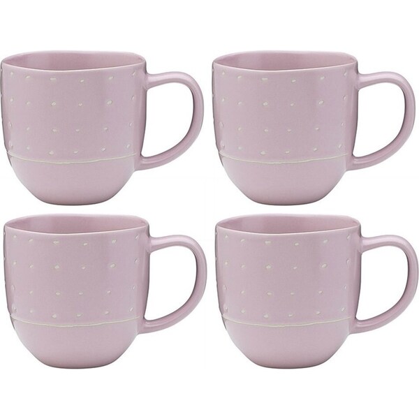 4x Ecology Dwell Mug Dot 340ml Stoneware Coffee Drink/Tea Drinking Cup Lilac