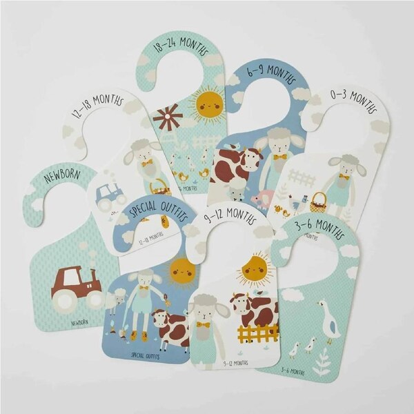 Farm Fun Baby Wardrobe Dividers - set of 8 - Jiggle & Giggle
