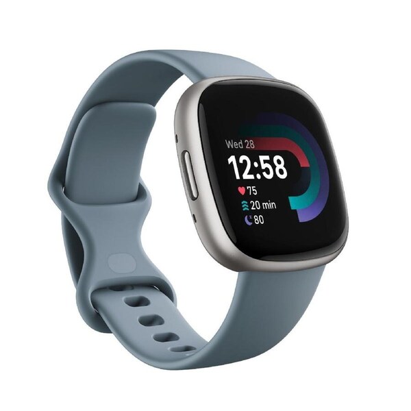 Fitbit Versa 4 Fitness Tracker - Waterfall Blue/Platinum Aluminium