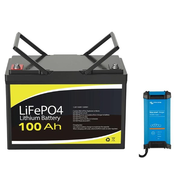 12V 100Ah Lithium Battery + Victron 30A AC Charger