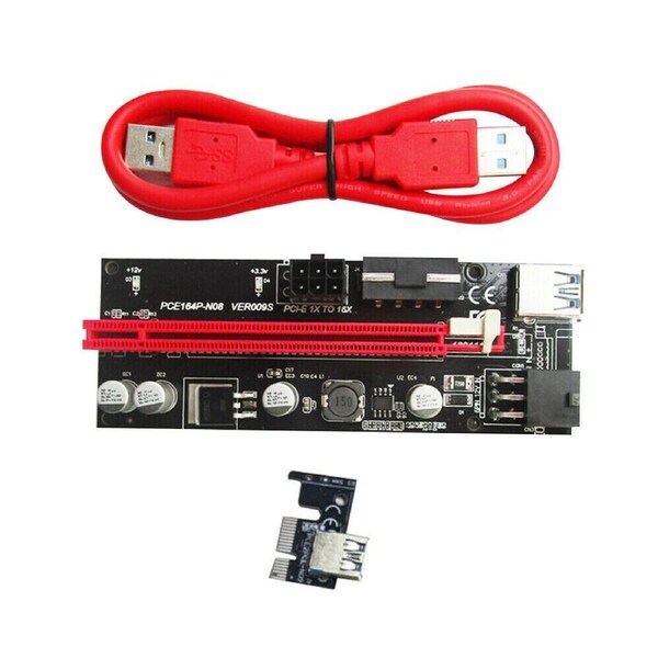 VER009S PCI-E Riser Card PCIe 1x to 16x USB 3.0 Data Cable Bitcoin Mining