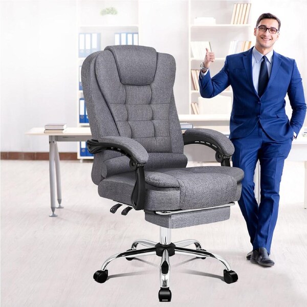 ALFORDSON Office Chair Gaming Executive Computer Racer Footrest Fabric Grey