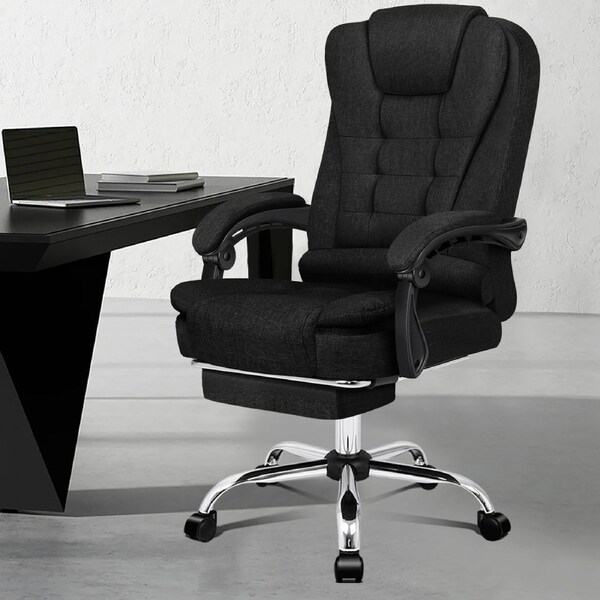 ALFORDSON Office Chair Executive with Footrest Fabric Black