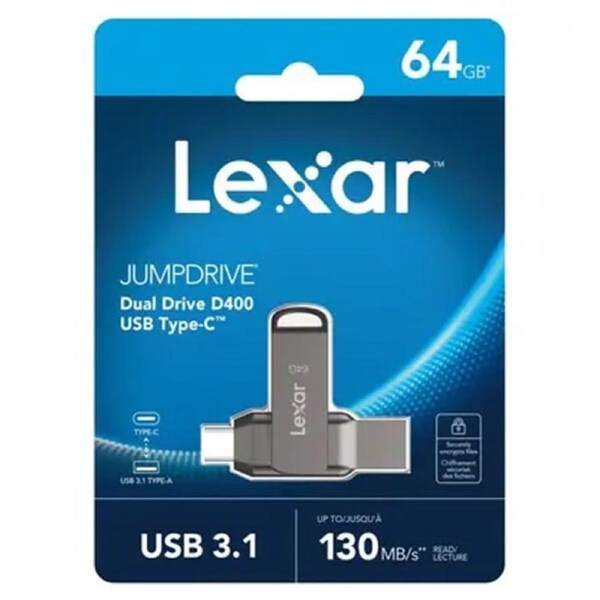 Lexar JumpDrive 64GB D400 Dual USB-A Type-C Flash Drive
