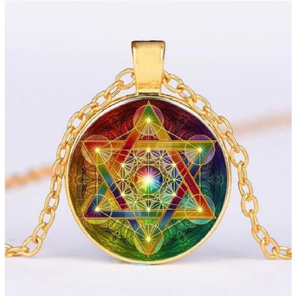 Pendant Magic Hexagram Greece Sacred Geometry Cube Metatron Necklace - Style 14