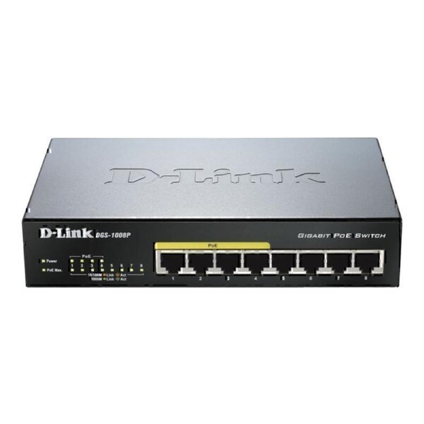 D-Link 8-Port Gigabit Unmanaged Desktop PoE Switch DGS-1008P