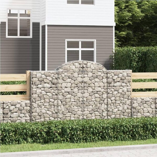 Arched Gabion Basket 200x50x120/140 cm Galvanised Iron vidaXL