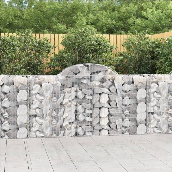Arched Gabion Baskets 4 pcs 200x30x100/120 cm Galvanised Iron vidaXL