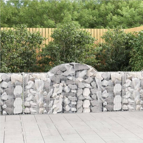 Arched Gabion Baskets 2 pcs 200x30x80/100 cm Galvanised Iron vidaXL