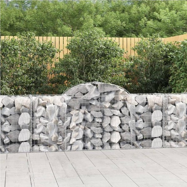 Arched Gabion Baskets 2 pcs 200x50x80/100 cm Galvanised Iron vidaXL