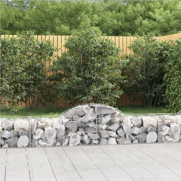 Arched Gabion Baskets 2 pcs 200x50x40/60 cm Galvanised Iron vidaXL