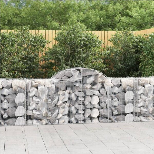 Arched Gabion Baskets 3 pcs 200x50x80/100 cm Galvanised Iron vidaXL