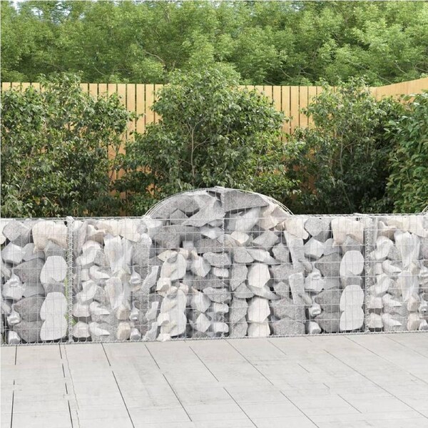 Arched Gabion Baskets 3 pcs 200x30x80/100 cm Galvanised Iron vidaXL