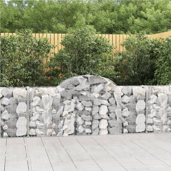 Arched Gabion Baskets 4 pcs 200x30x80/100 cm Galvanised Iron vidaXL