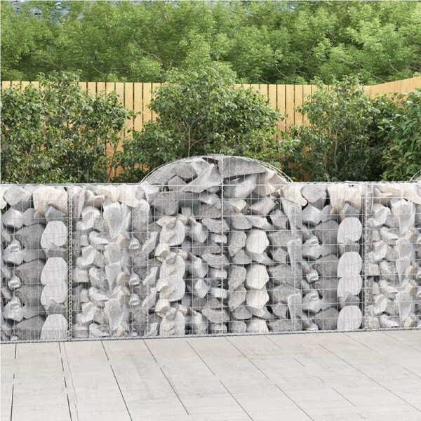 Arched Gabion Baskets 2 pcs 200x50x100/120 cm Galvanised Iron vidaXL