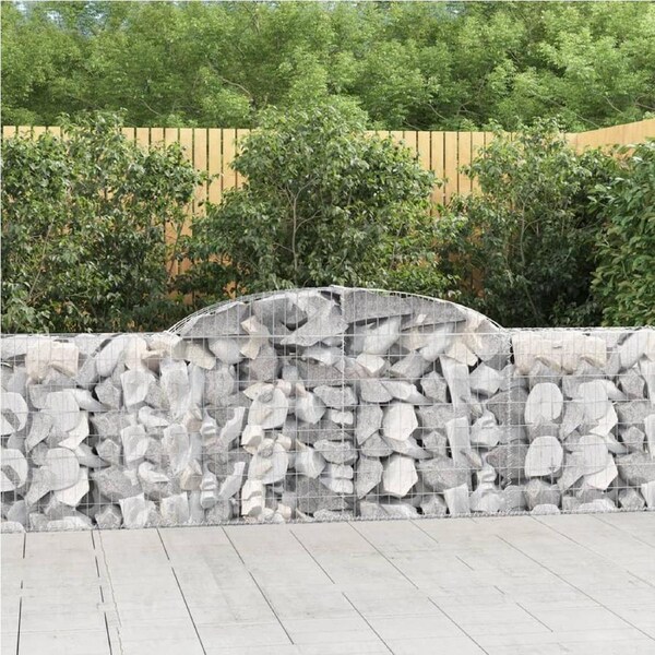 Arched Gabion Baskets 3 pcs 300x30x80/100 cm Galvanised Iron vidaXL