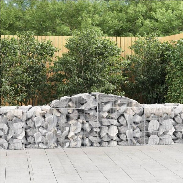 Arched Gabion Baskets 2 pcs 300x50x60/80 cm Galvanised Iron vidaXL