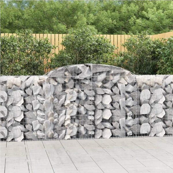 Arched Gabion Baskets 2 pcs 300x50x100/120 cm Galvanised Iron vidaXL