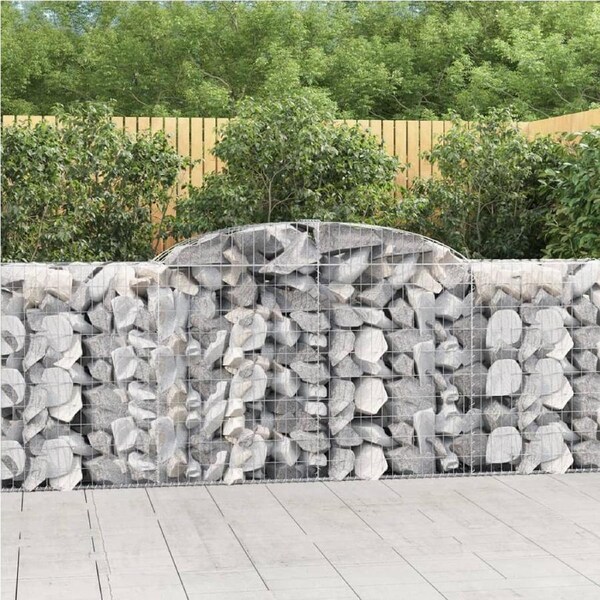 Arched Gabion Baskets 3 pcs 300x50x100/120 cm Galvanised Iron vidaXL