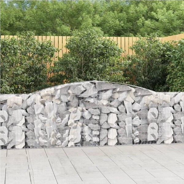 Arched Gabion Baskets 2 pcs 400x30x80/100 cm Galvanised Iron vidaXL