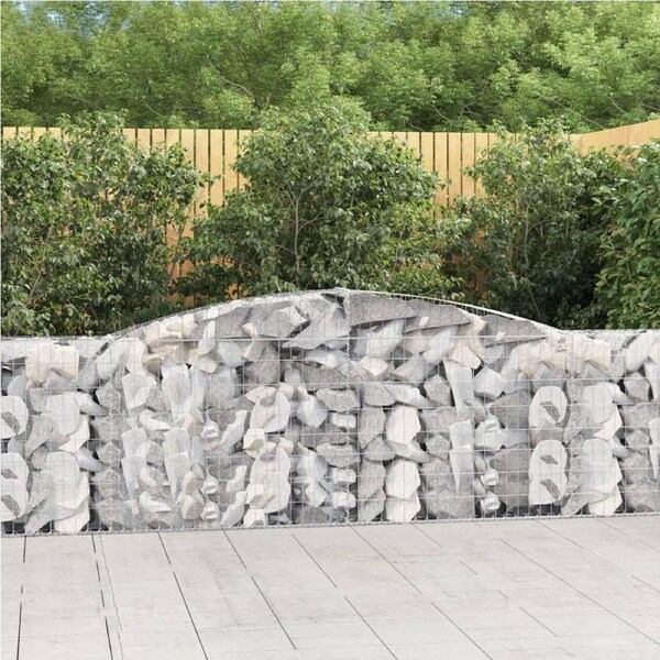 Arched Gabion Baskets 3 pcs 400x30x80/100 cm Galvanised Iron vidaXL