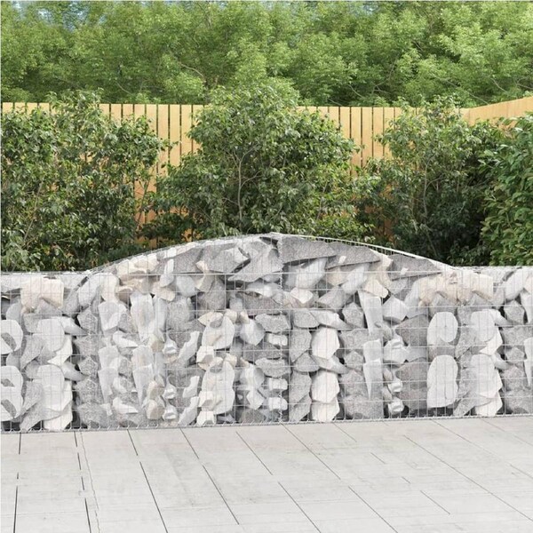 Arched Gabion Baskets 3 pcs 400x30x100/120 cm Galvanised Iron vidaXL