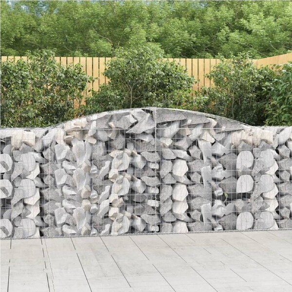 Arched Gabion Baskets 2 pcs 400x50x100/120 cm Galvanised Iron vidaXL