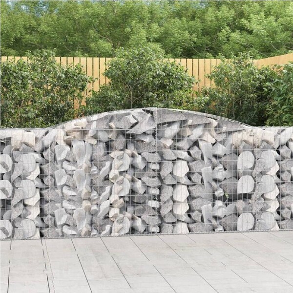 Arched Gabion Baskets 4 pcs 400x50x100/120 cm Galvanised Iron vidaXL