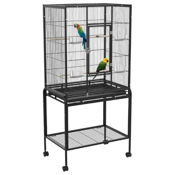 Advwin Bird Cage 140x64x42.3cm 2 Perches Large Aviary Parrot Budgie Stand Alone Wheels w/ Brake