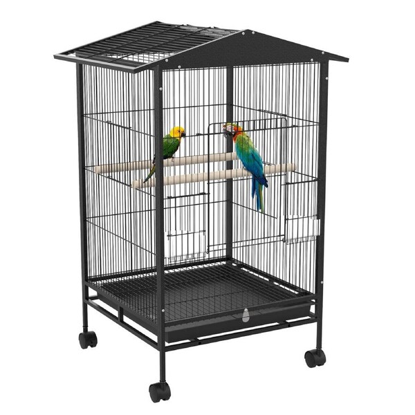 Advwin Bird Cage 85x45x57cm 2 Perches Large Aviary Parrot Budgie Finch Canary Wheels w/ Brake